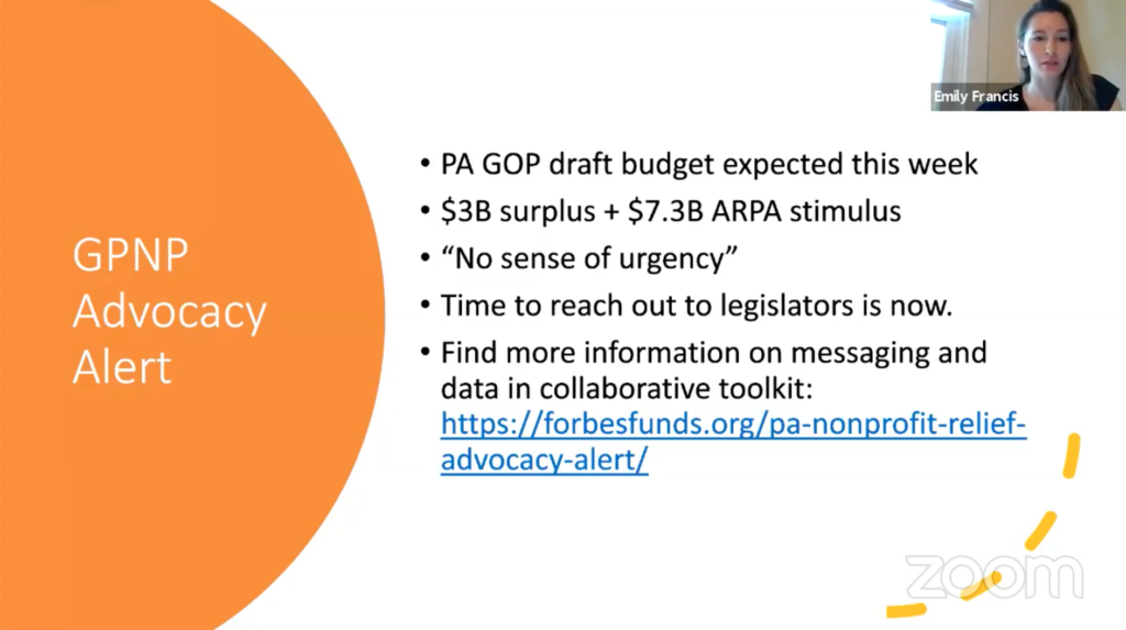 GPNP Advocacy Alert. PA GOP draft budget has no sense of urgency. 