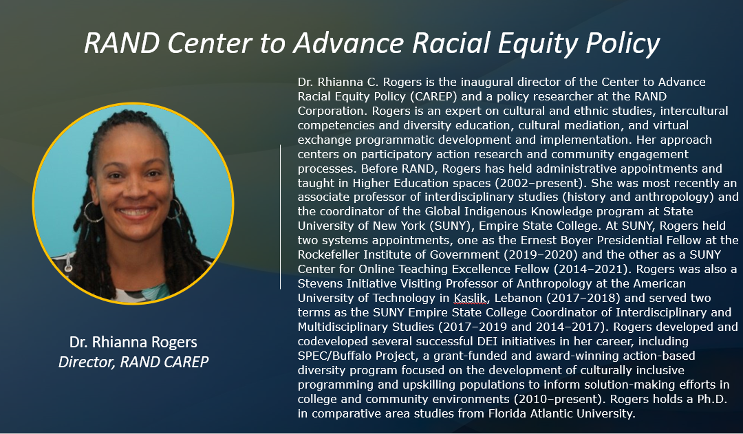 Building Capacity Equitably: A Conversation with Dr. Rhianna Rogers from RAND CAREP