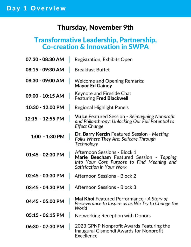 GPNP Summit 2023 Transformative Leadership & Innovation Pittsburgh